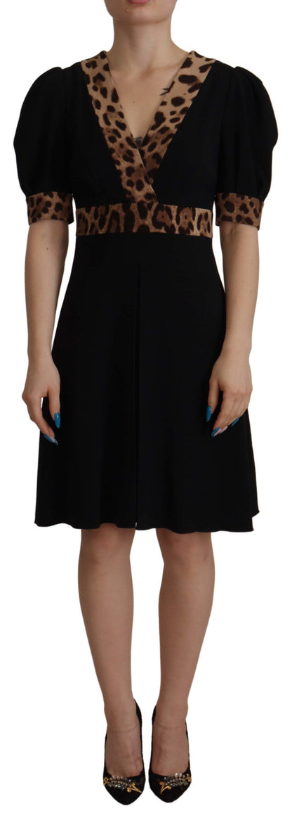 Dolce & Gabbana Elegant Black V-Neck A-Line Dress