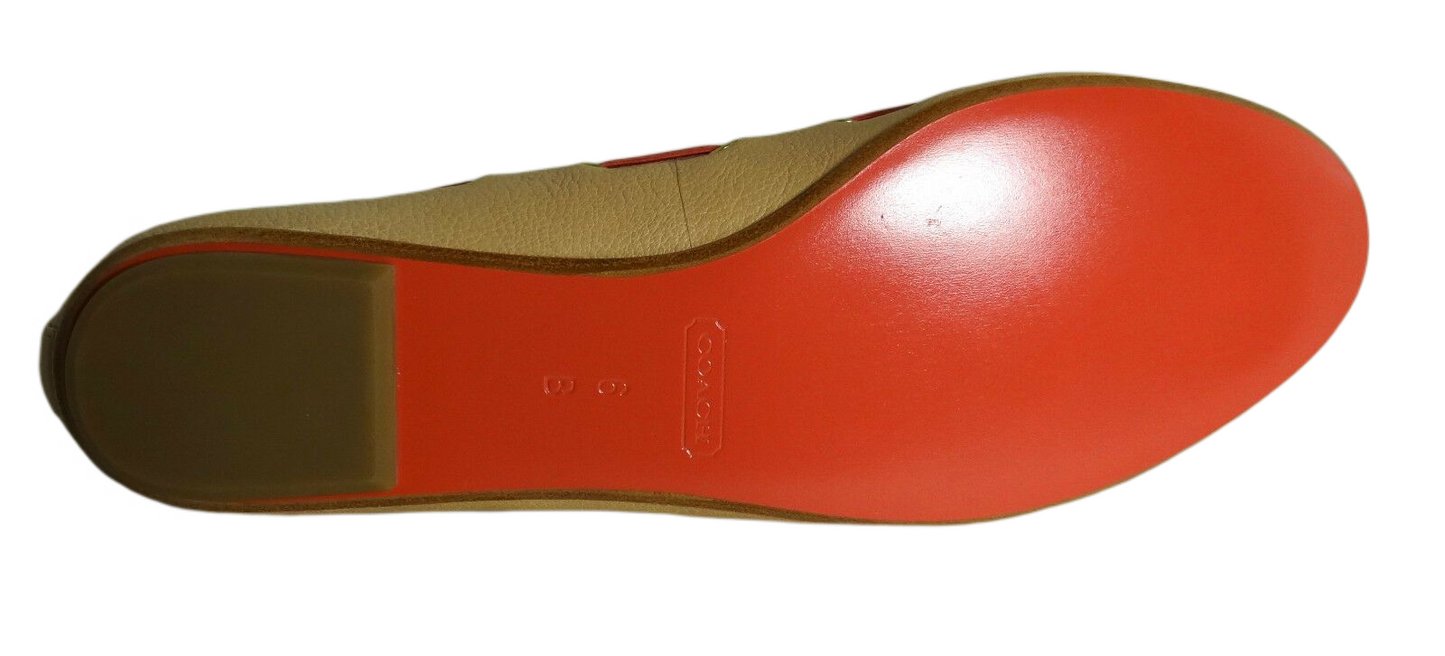 COACH Manika Soft Tan Leather Flat Shoes