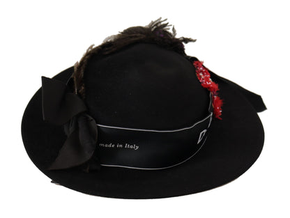 Dolce & Gabbana Elegant Wide Brim Black Hat