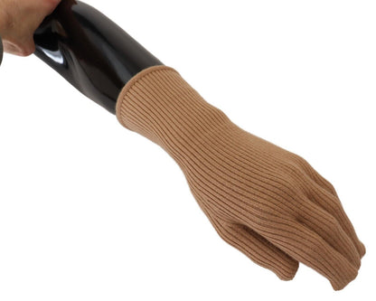 Dolce & Gabbana Elegant Beige Cashmere Winter Gloves