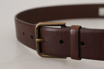 Dolce & Gabbana Elegant Brown Leather Belt with Metal Buckle