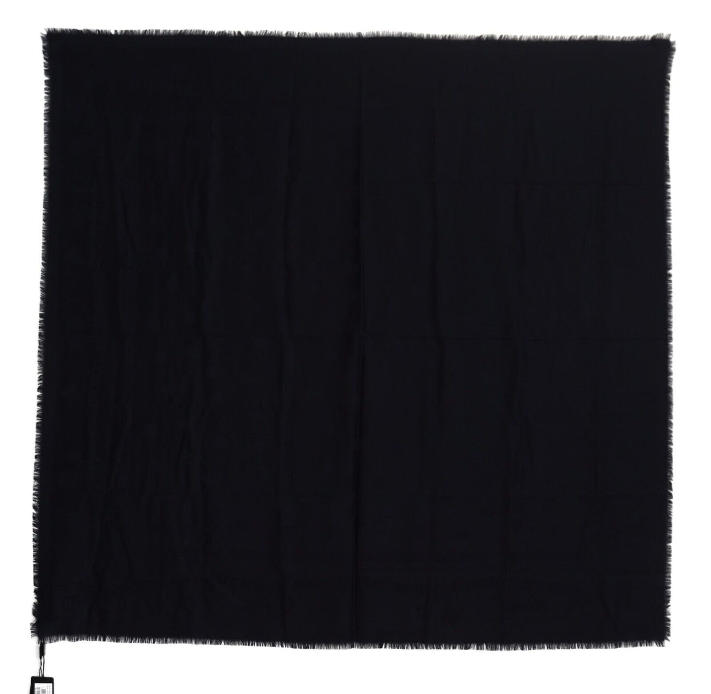 Dolce & Gabbana Elegant Silk-Wool Fringed Scarf in Dark Blue