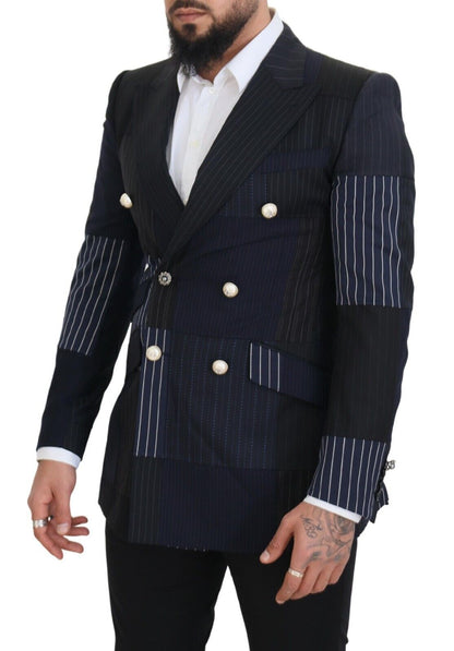 Dolce & Gabbana Elegant Navy Double Breasted Wool Blazer