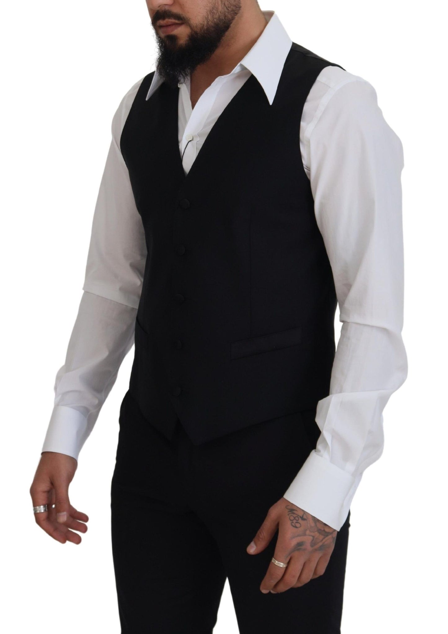 Dolce & Gabbana Elegant Black Single-Breasted Dress Vest