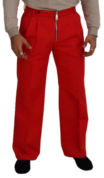 Dolce & Gabbana Stunning Red Mainline Cotton Pants