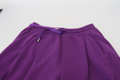 Dolce & Gabbana Elegant Purple Cotton Cargo Sweatpants