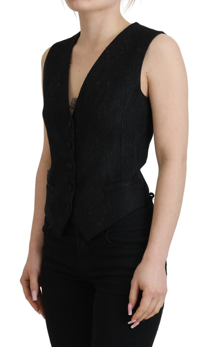 Dolce & Gabbana Elegant Black Silk Blend Waistcoat Vest