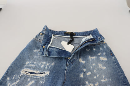 Dolce & Gabbana Chic Tattered Denim Pants - Indigo Essence