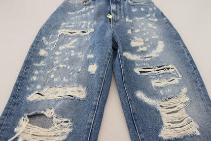 Dolce & Gabbana Chic Tattered Denim Pants - Indigo Essence