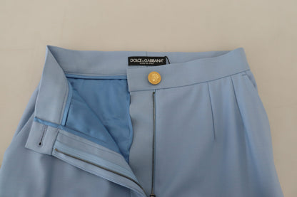 Dolce & Gabbana Elegant Light Blue Wool-Silk Blend Pants