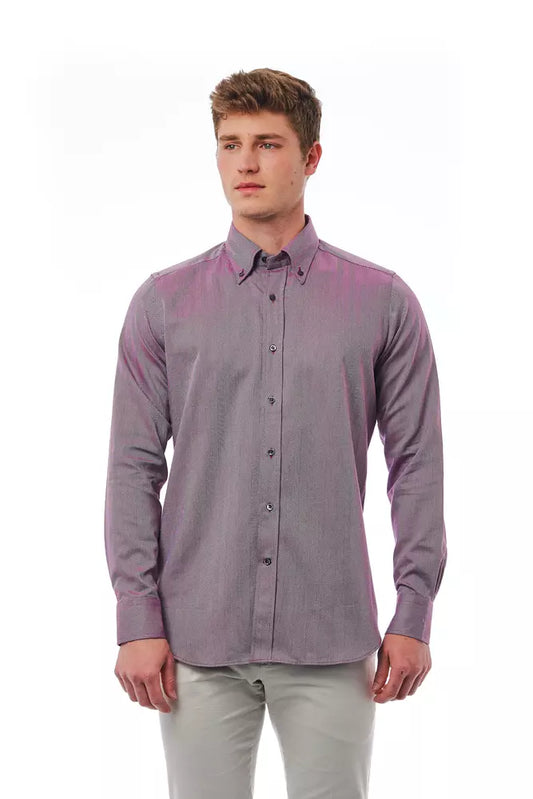 Bagutta Burgundy Cotton Men Shirt