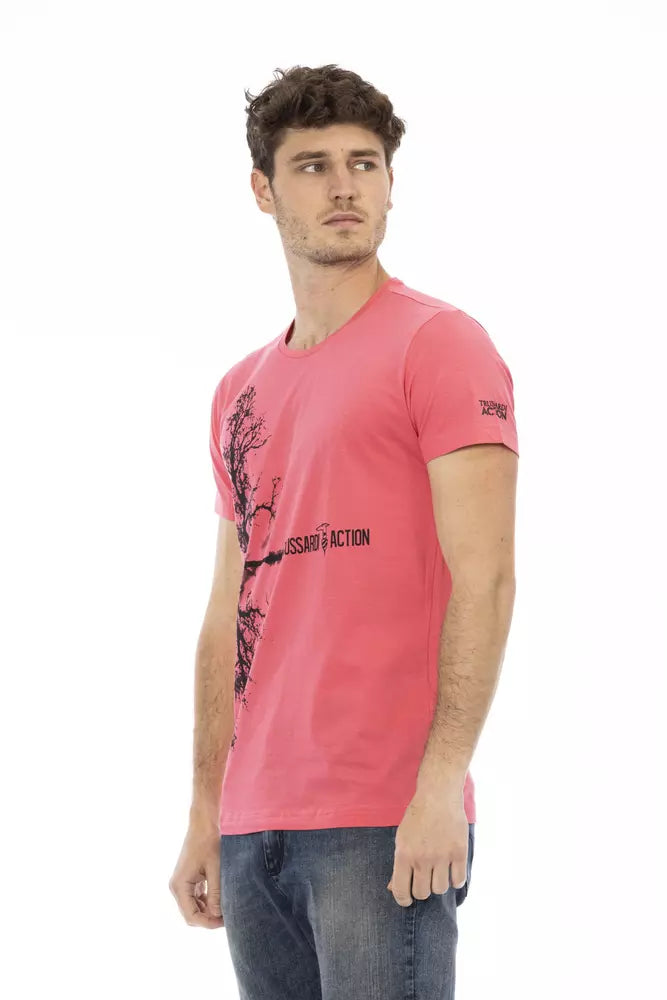 Trussardi Action Pink Cotton Men T-Shirt