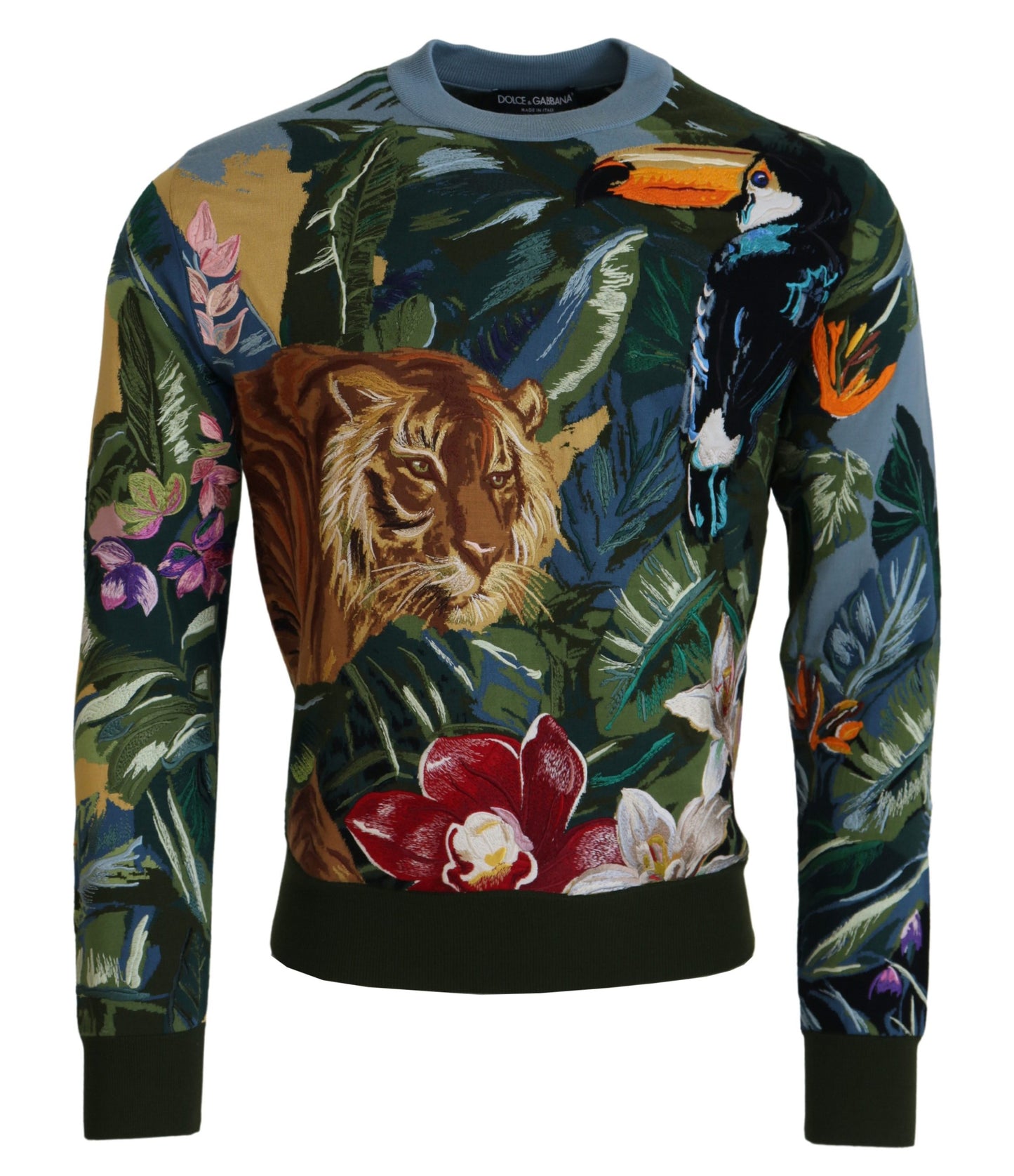 Dolce & Gabbana Jungle Embroidered Wool-Silk Sweater