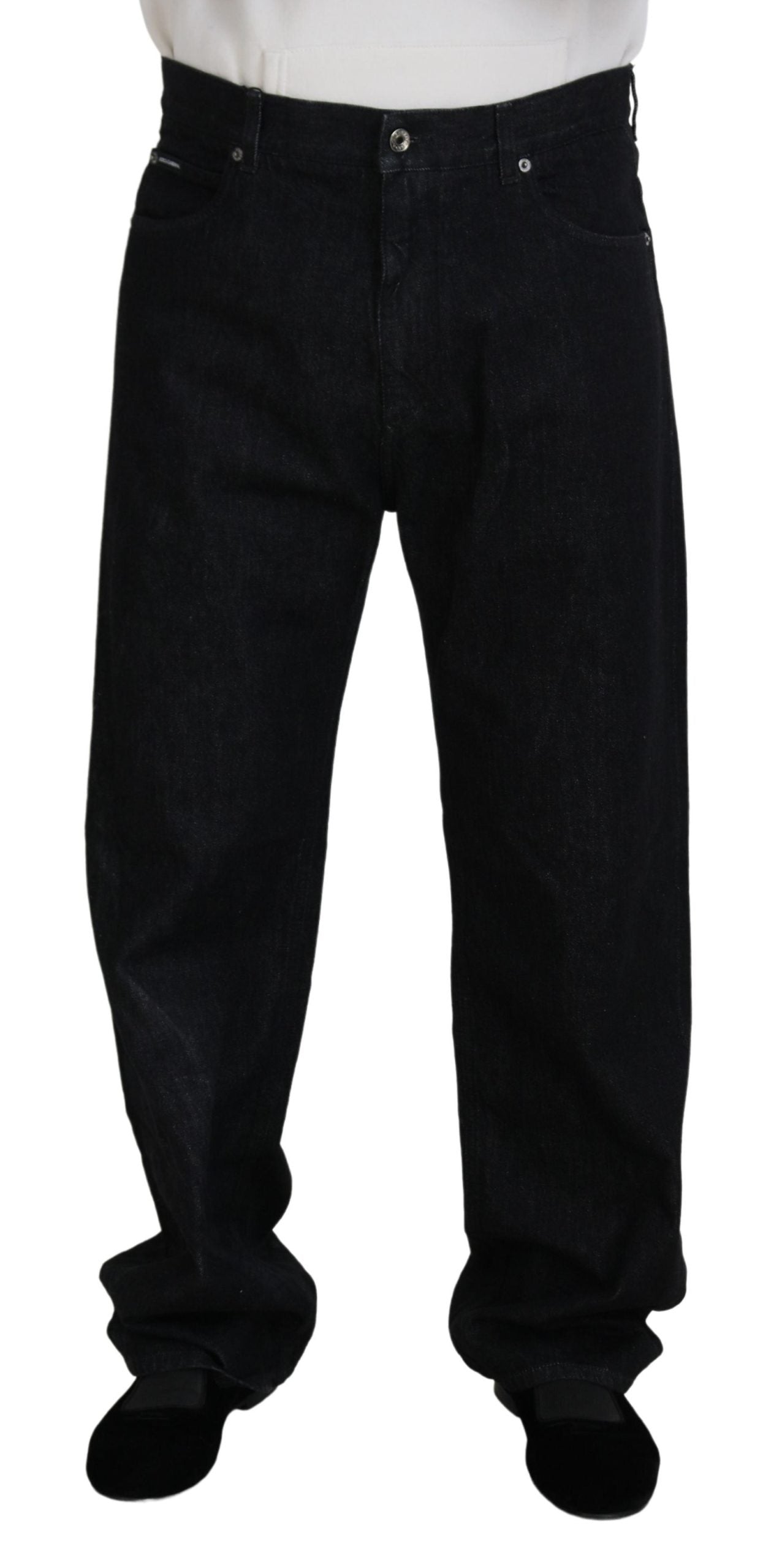 Dolce & Gabbana Elegant Black Washed Denim Pants Luxe Cotton