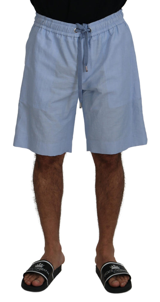 Dolce & Gabbana Elegant Light Blue Linen-Cotton Summer Shorts