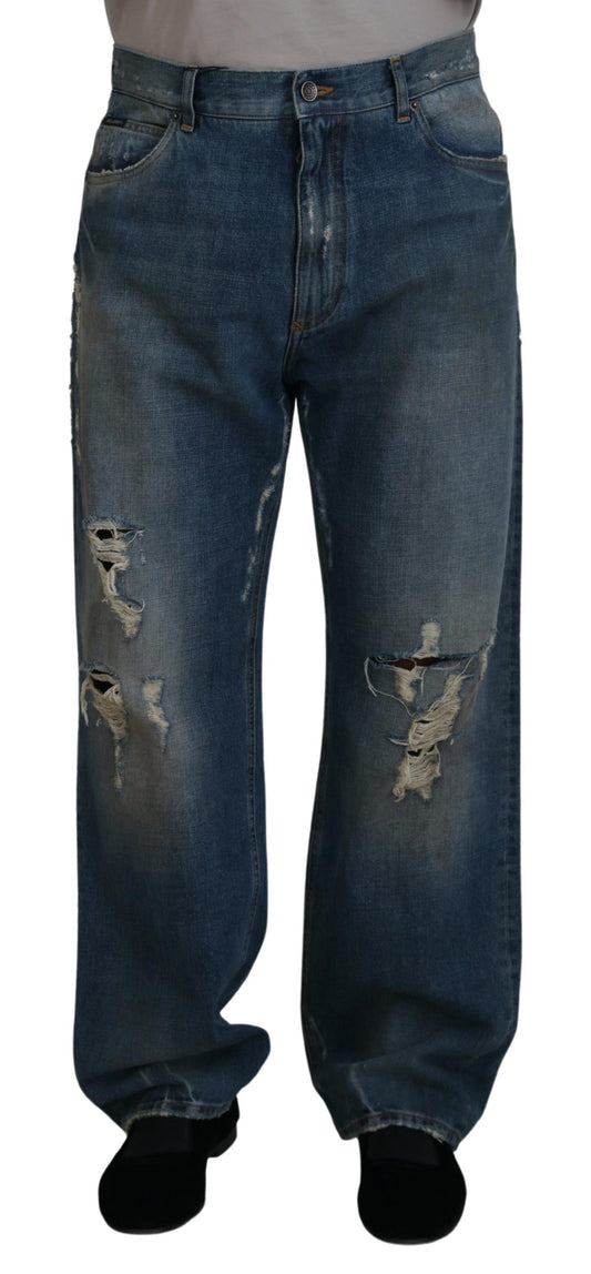 Dolce & Gabbana Stunning Tattered Denim Italian Jeans