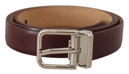 Dolce & Gabbana Elegant Leather Belt with Silver Tone Buckle