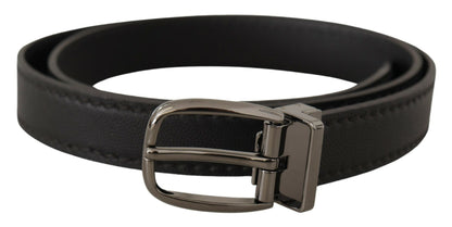 Dolce & Gabbana Elegant Black Leather Belt with Metal Buckle