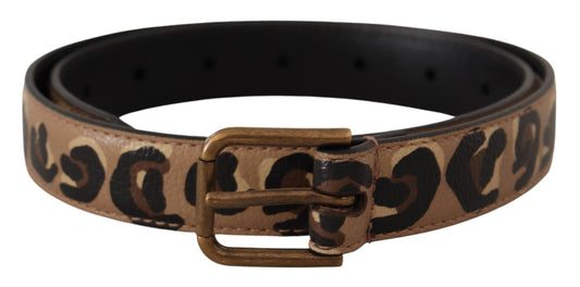 Dolce & Gabbana Elegant Leather Engraved Buckle Belt