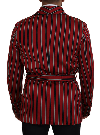 Dolce & Gabbana Elegant Red Striped Long Robe Luxury Wear