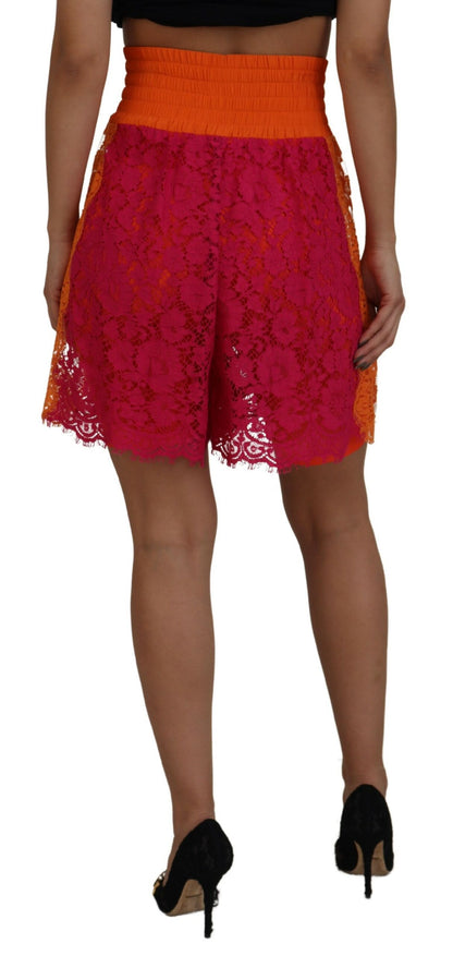 Dolce & Gabbana Elegant Lace High-Waist Shorts in Dual-Tones