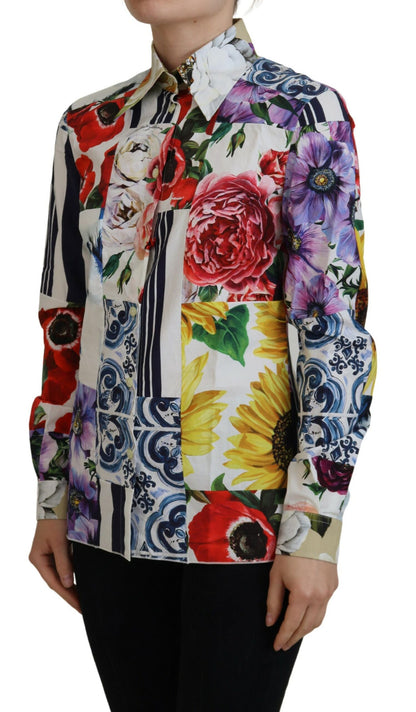 Dolce & Gabbana Elegant Floral Cotton Long Sleeve Top