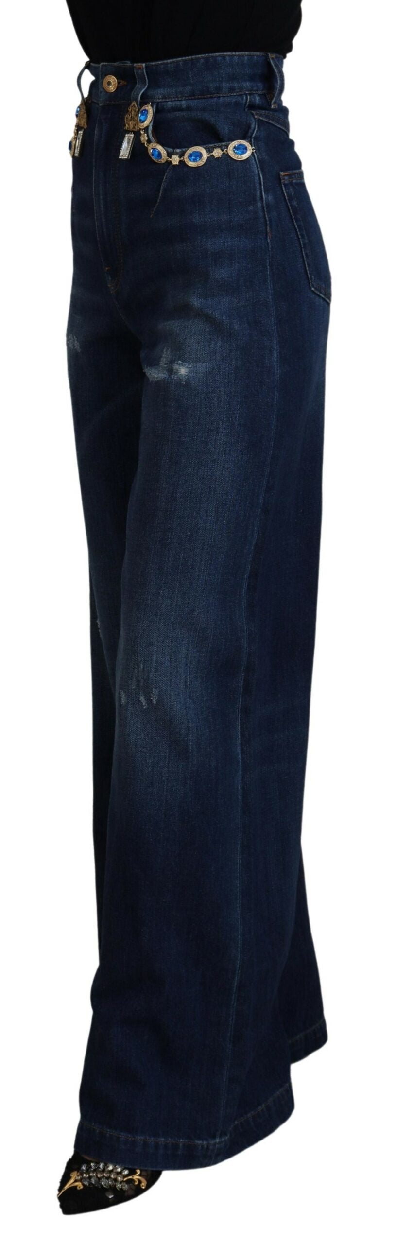 Dolce & Gabbana Embellished Straight Leg Designer Jeans