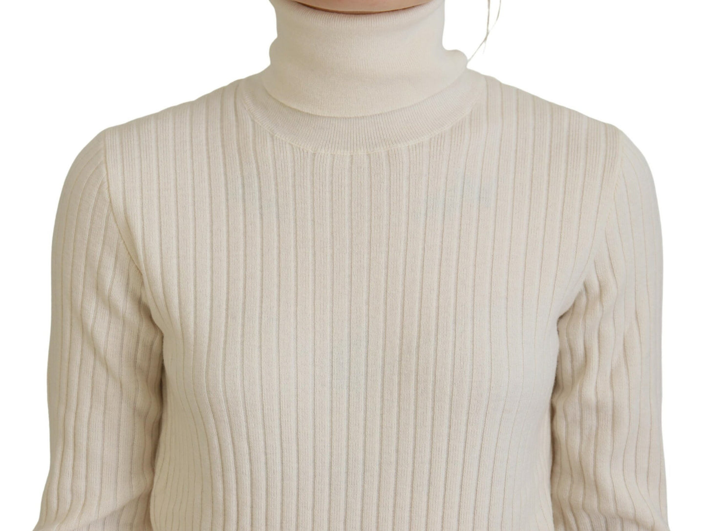 Dolce & Gabbana Ivory Turtleneck Wool Blend Sweater