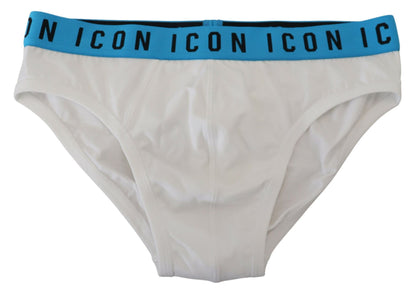 Dsquared² Elegant White Cotton Stretch Briefs