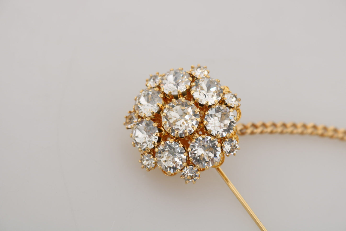 Dolce & Gabbana Exquisite Crystal-Embellished Gold Brooch