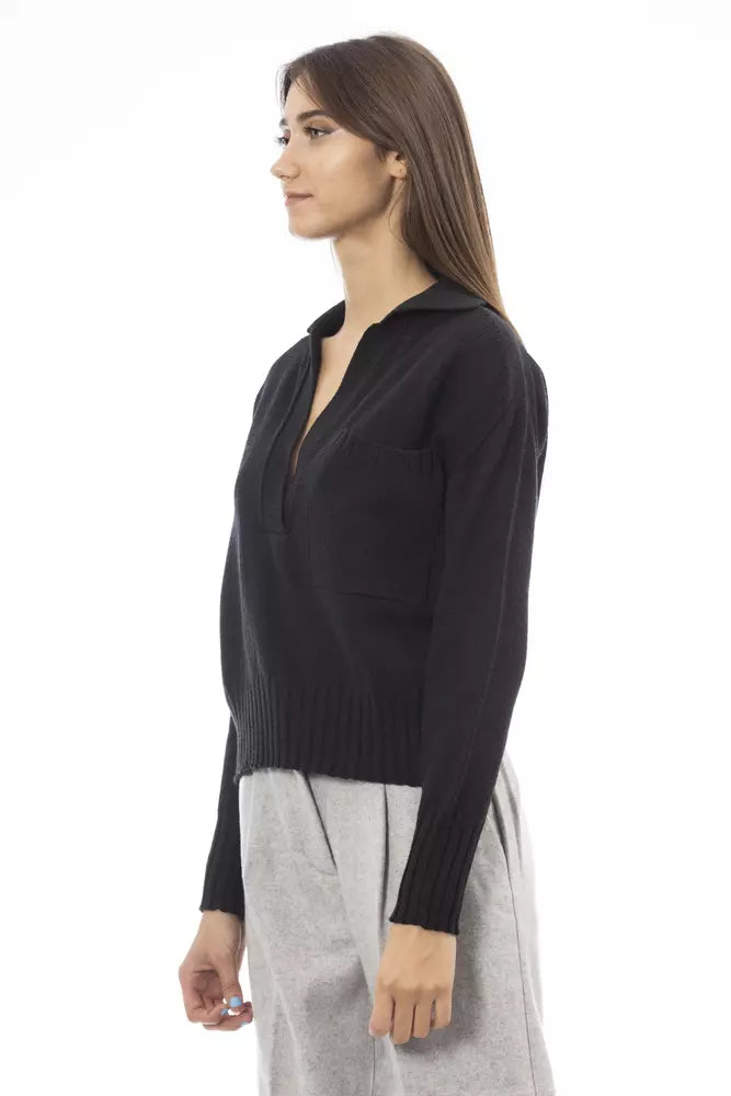 Alpha Studio Black Wool Women Sweater