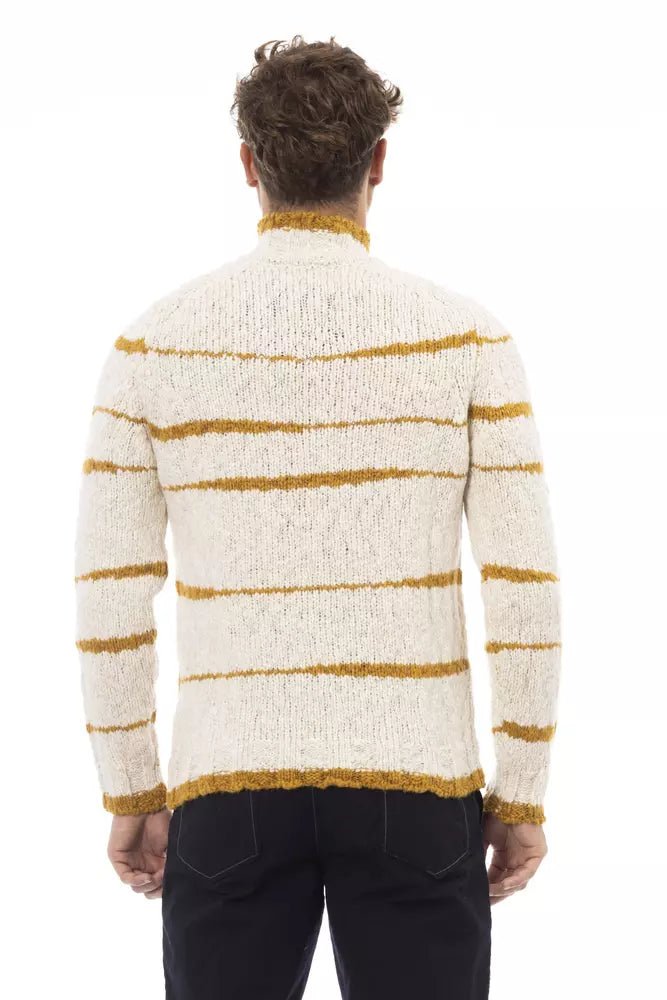 Alpha Studio Beige Alpaca Men Sweater