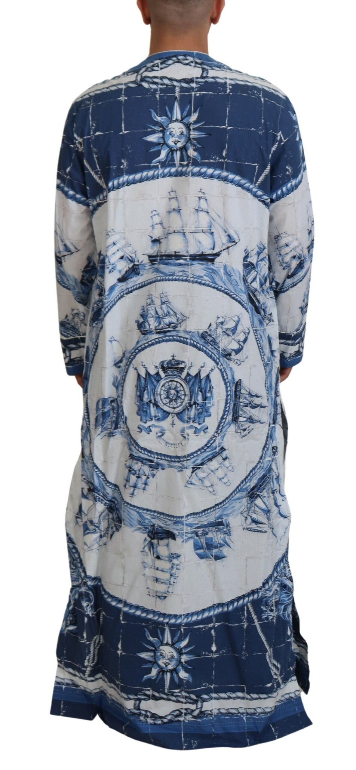 Dolce & Gabbana Majestic Blue Cotton-Silk Thobe Robe