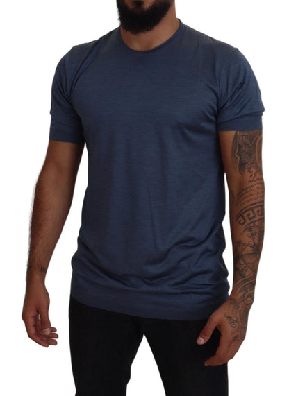 Dolce & Gabbana Elegant Silk Crewneck Blue Tee