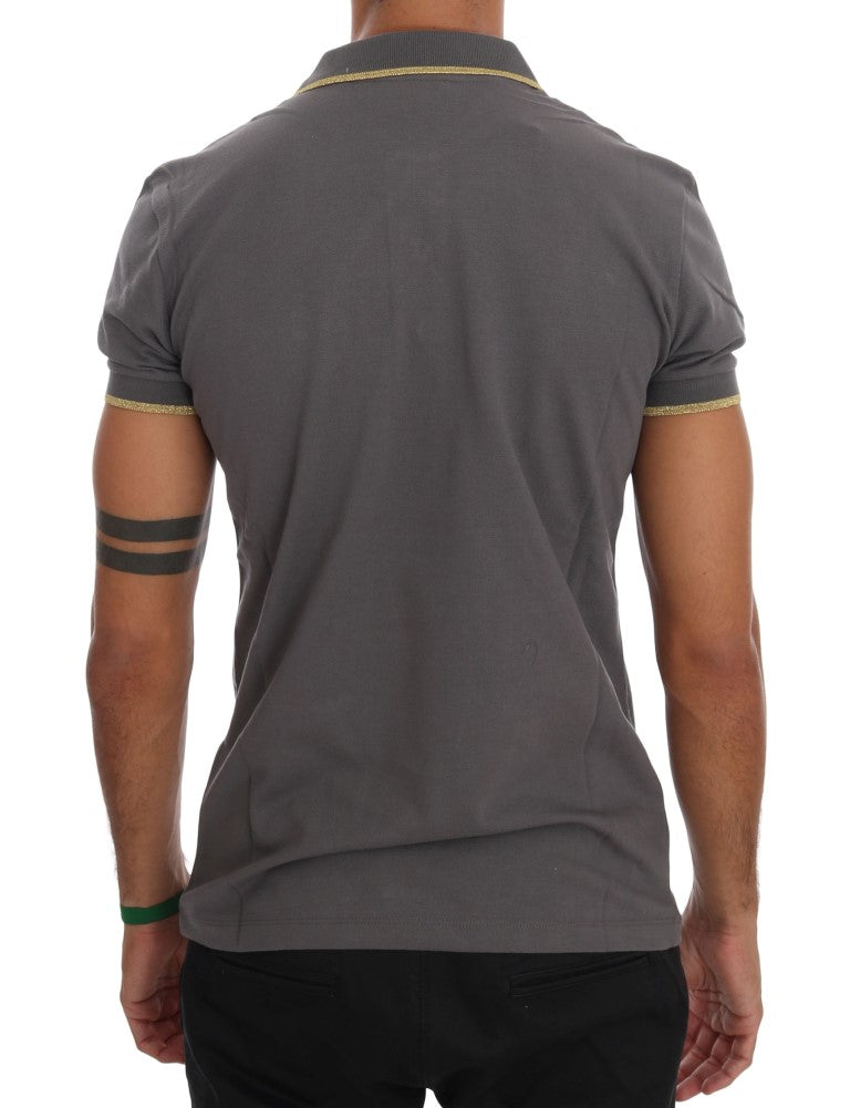 Roberto Cavalli Elegant Grey Cotton Polo Shirt