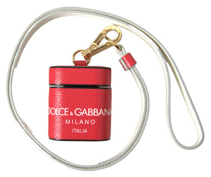 Dolce & Gabbana Elegant Red Calf Leather Airpods Case