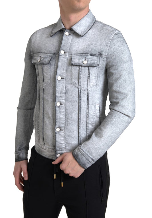 Dolce & Gabbana Elegant Gray Cotton Stretch Denim Jacket