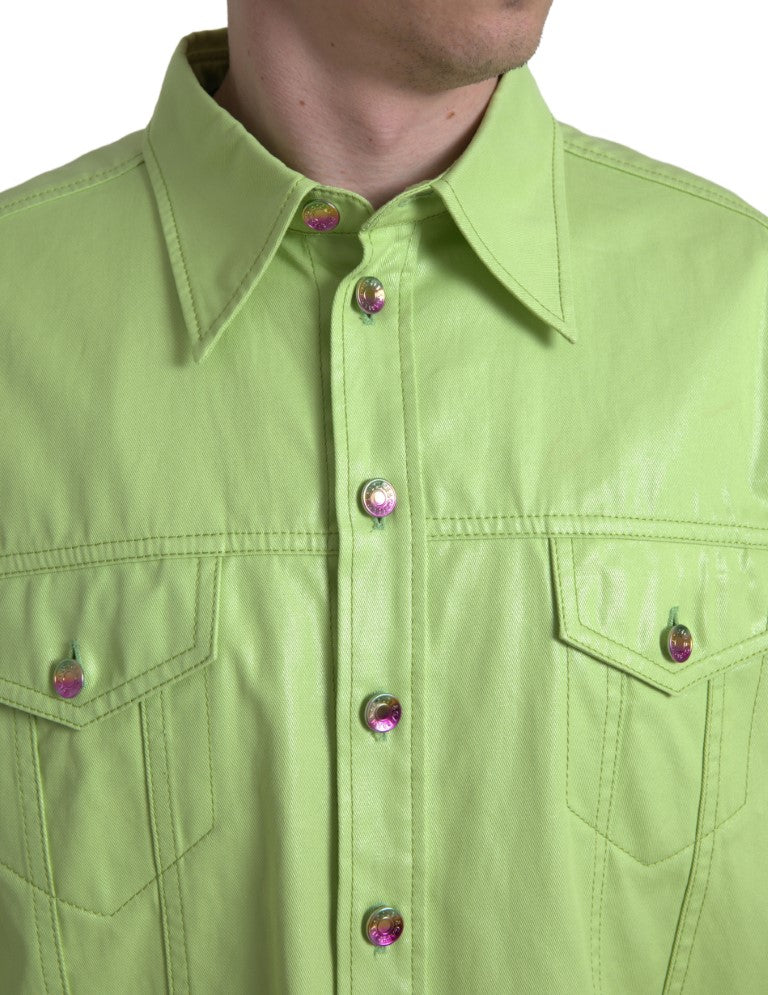 Dolce & Gabbana Elegant Light Green Cotton Button Down Shirt