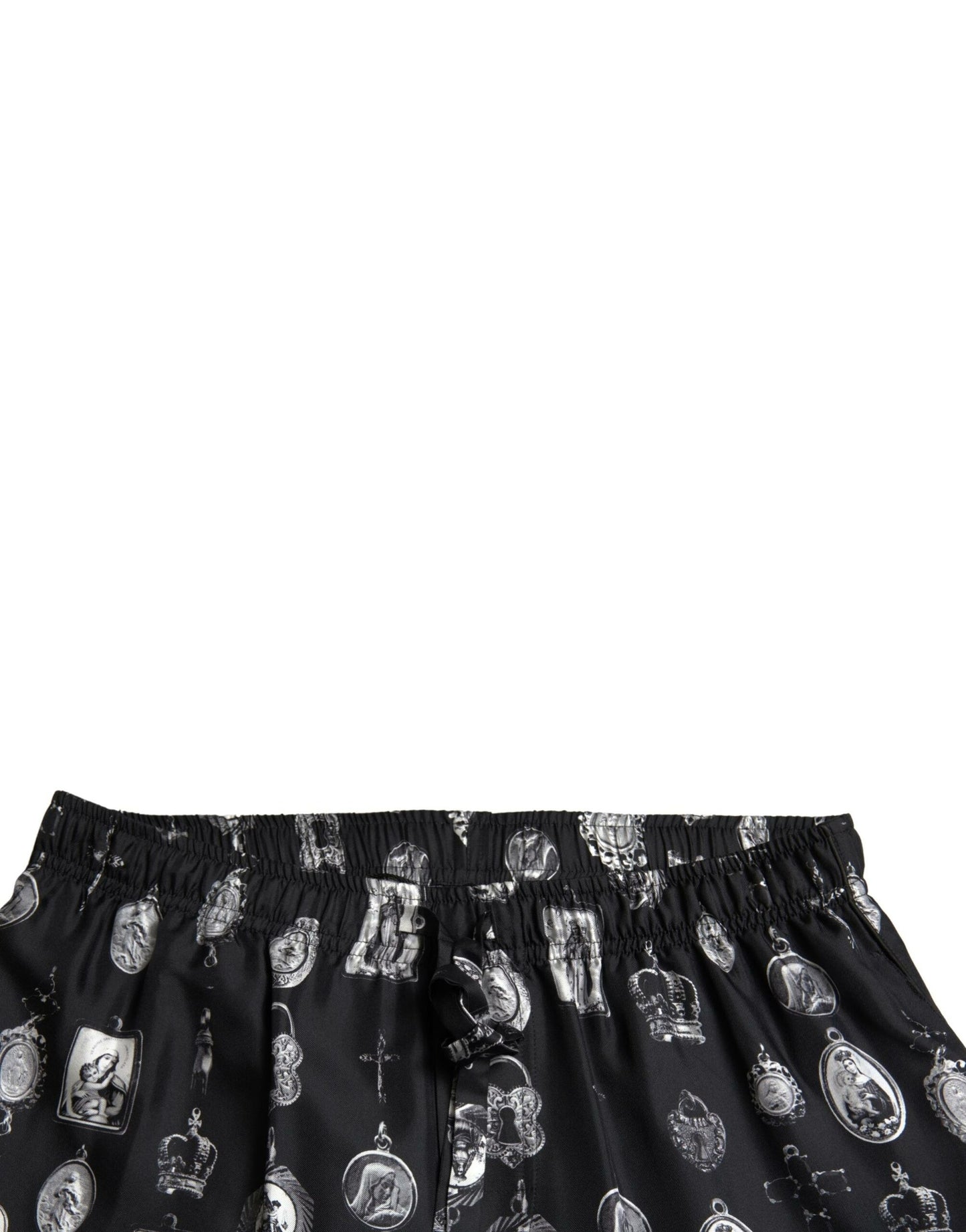 Dolce & Gabbana Elegant Silk Joggers with Religious Print