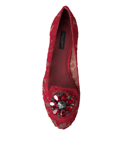 Dolce & Gabbana Elegant Floral Lace Vally Flats