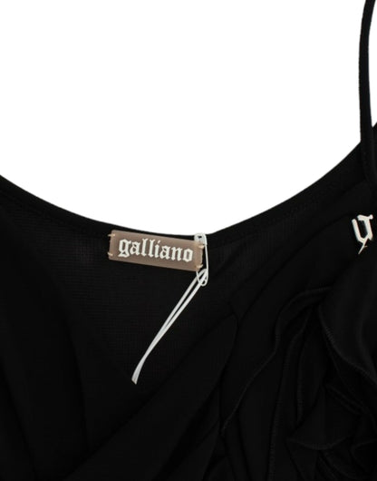 John Galliano Elegant Black Jersey Knee-Length Dress