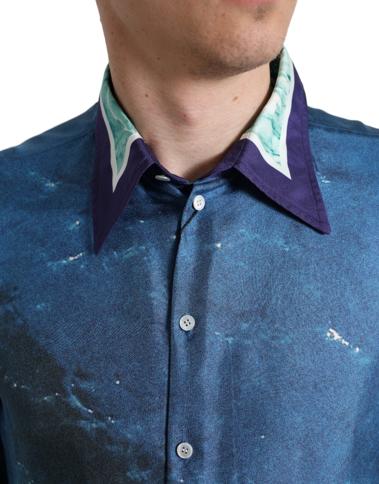 Dolce & Gabbana Elegant Ocean Print Silk Shirt