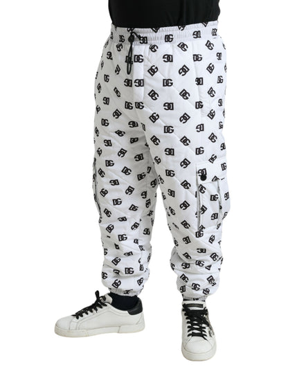 Dolce & Gabbana Chic White Jogger Pants with Iconic DG Print