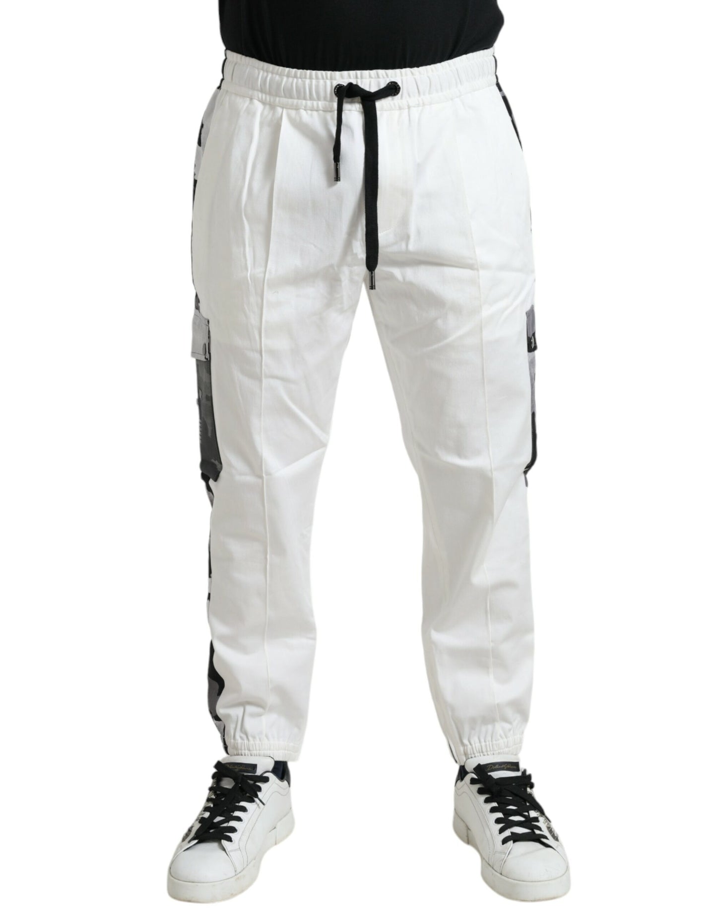 Dolce & Gabbana Elegant White Cotton Blend Jogger Pants