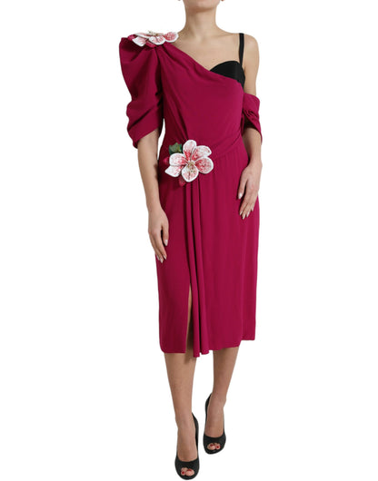 Dolce & Gabbana Elegant Purple Silk Midi Sheath Dress