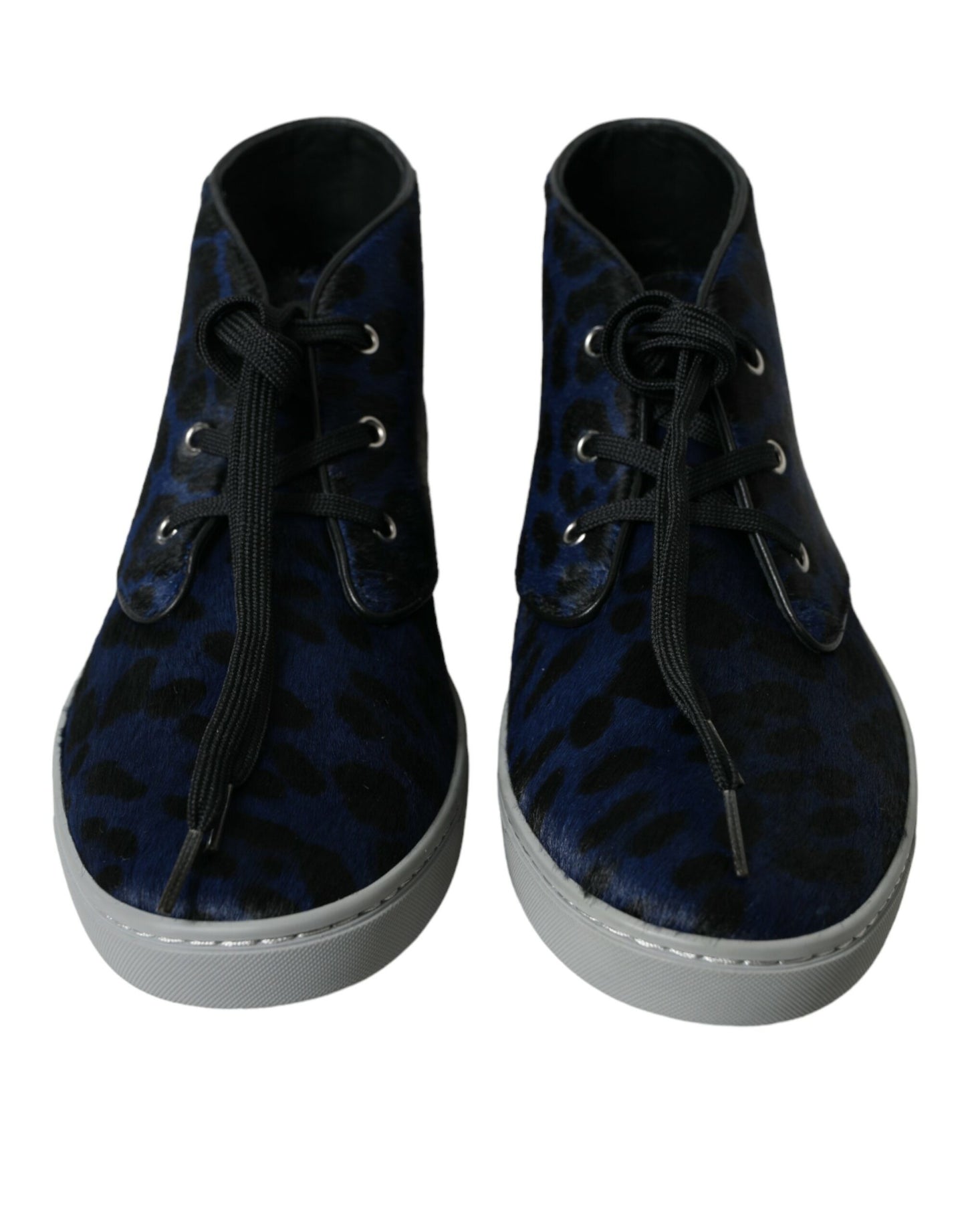 Dolce & Gabbana Chic Blue Leopard Print Mid-Top Sneakers