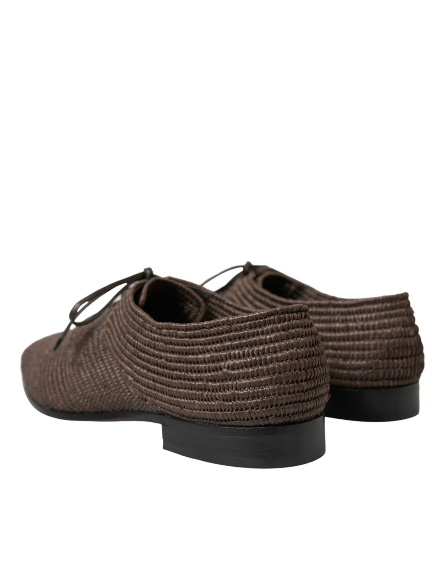 Dolce & Gabbana Elegant Raffia Upper Derby Shoes - Lace Up in Brown