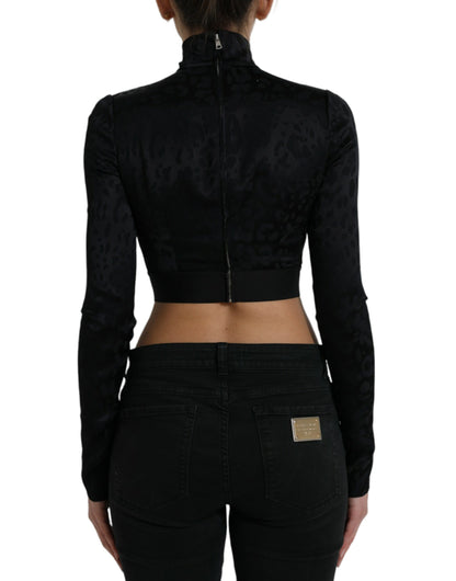 Dolce & Gabbana Elegant Black Cropped Top with Zip Closure