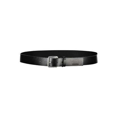 Calvin Klein Elegant Black Leather Belt with Metal Buckle