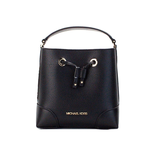 Michael Kors Mercer Small Black Pebbled Leather Bucket Crossbody Bag Purse